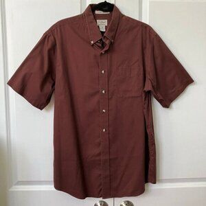 Vintage L.L. Bean Button Up Shirt Mens L Wrinkle Resistant Red Short Sleeve